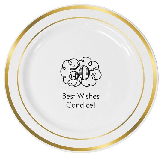 Fun Anniversary Scroll Premium Banded Plastic Plates